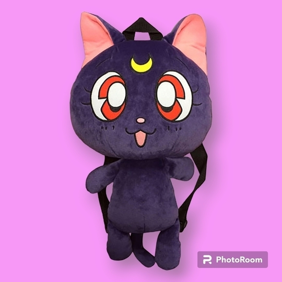 Sailor Moon Luna Cat Purple Plush 18" Backpack - Picture 1 of 7